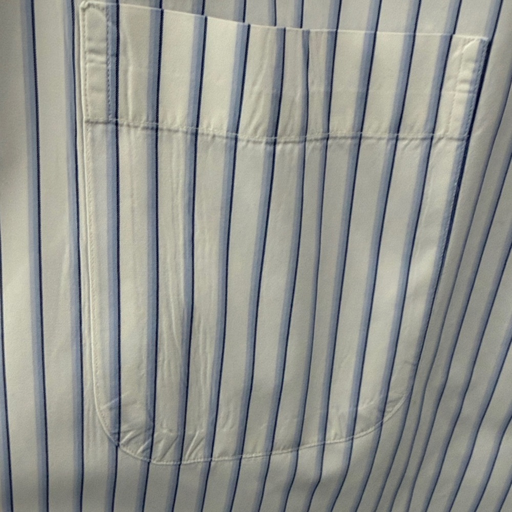 Vintage Burberry London Men’s White & Blue Pinstripe Button-Down | Made in USA - Picture 6 of 11